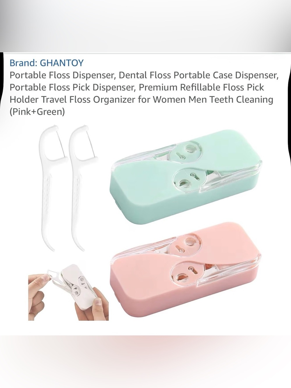 Portable Dental Floss Dispenser Case - Mint & Pink